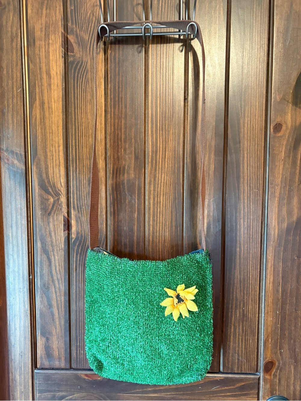 VTG 90s Dinwiddies AstroTurf Denim Sunflower Crossbody Bag Reversible Indie